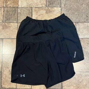 Reebok and Under Armour Black Athletic Shorts